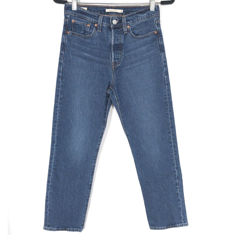 LEVIS PREMIUM Women's Wedgie Straight 25 Cotton Blend Blue Button Fly 34964-0112